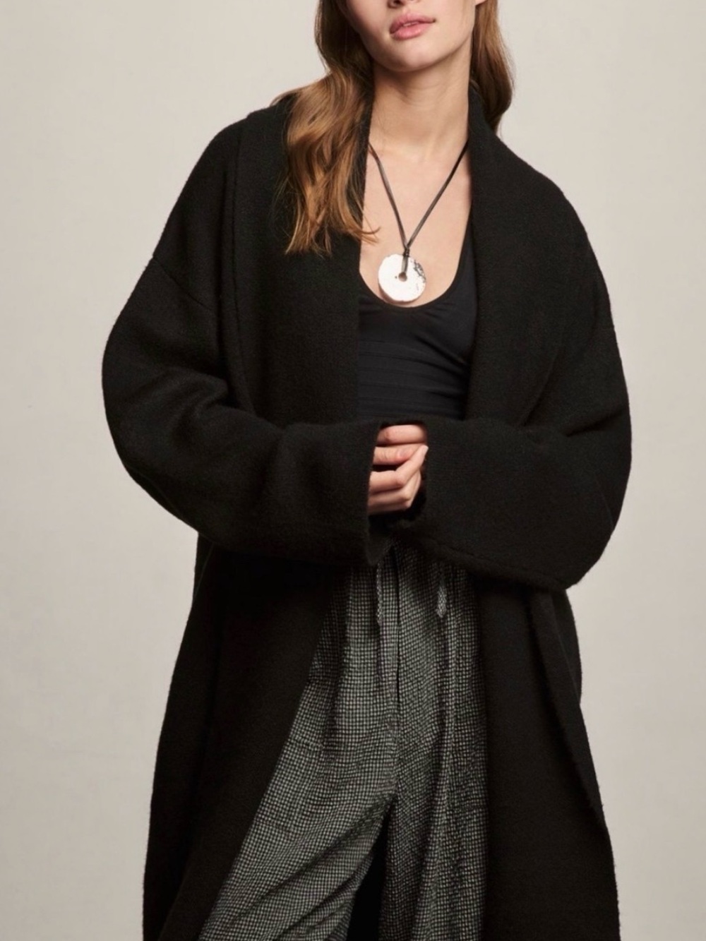 Anthropologie Mariel Longline Black Open-Front Coatigan
